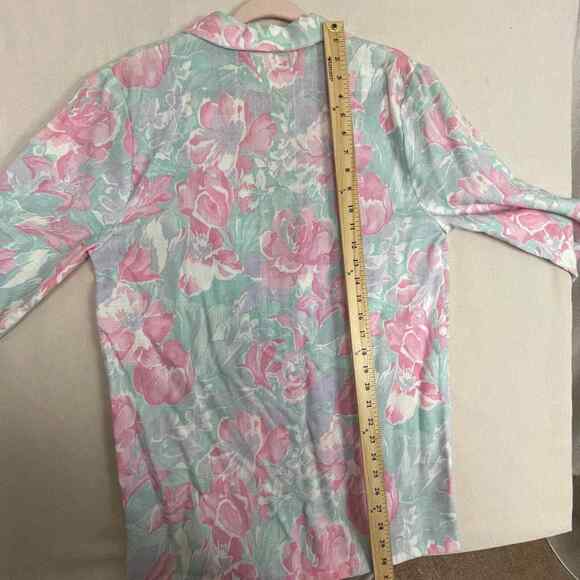 Vintage Blazer Womens Size Small Floral Pink Blue Pastel Spring Boyfriend 90s - Picture 12 of 13
